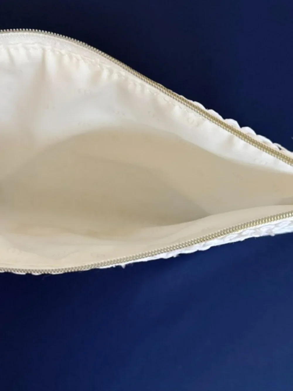 Dior White Crochet Flat Pouch Cosmetic Bag